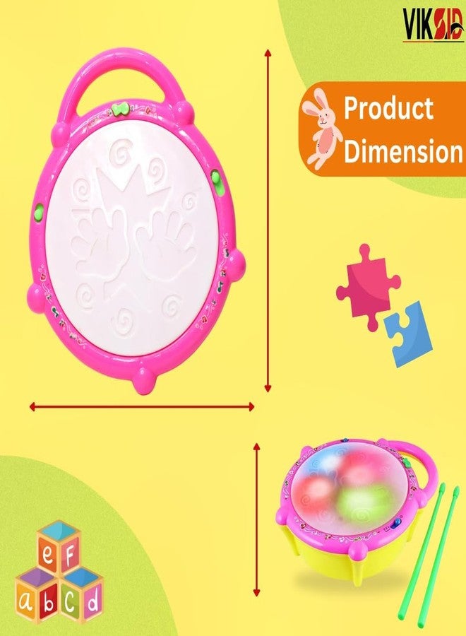 Adimac Colorful LED Light-Up Musical Drum Toy for Toddlers - Interactive Electronic Learning Drum Set with Sticks, Sounds & Music - Educational Baby Toy - Image 4